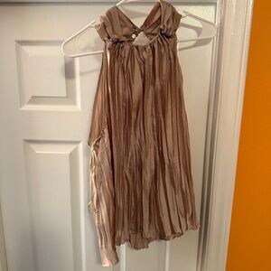 ZARA Pleated Beige Sleeveless Top – Size Large